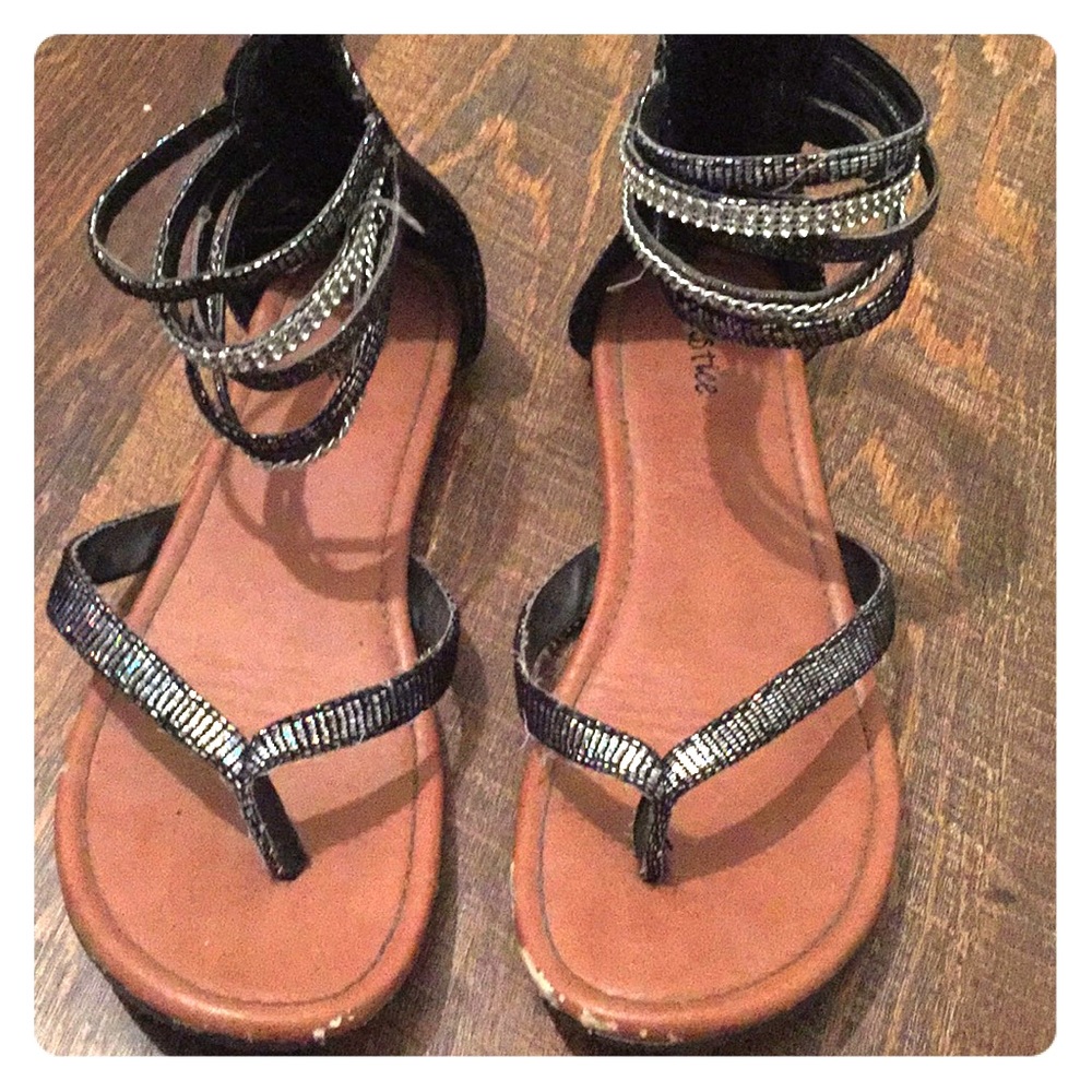 Black and silver sandals